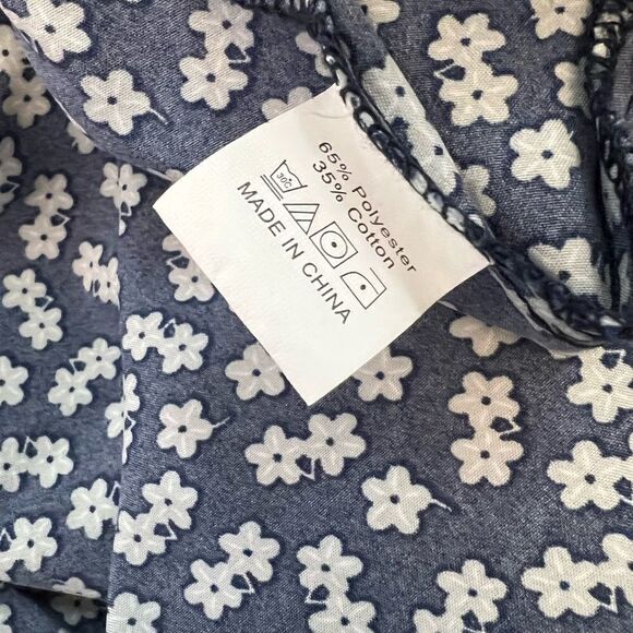 Navy Ditsy Floral Print Lightweight Deep V Tie Neck Short Sleeve Mini Dress S - Picture 8 of 8